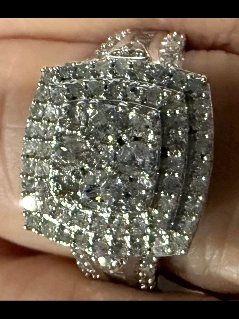 925 White Gold 1 carat natural Diamond Size 7